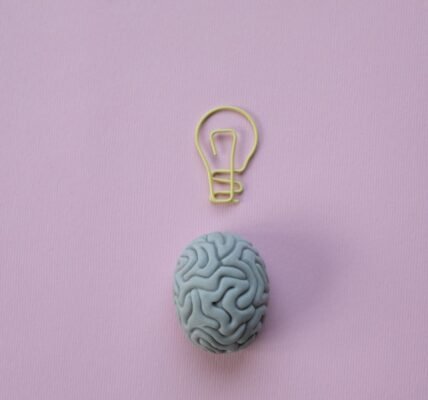 paperclip in a shape of a light bulb and a rubber eraser in a shape of a brain