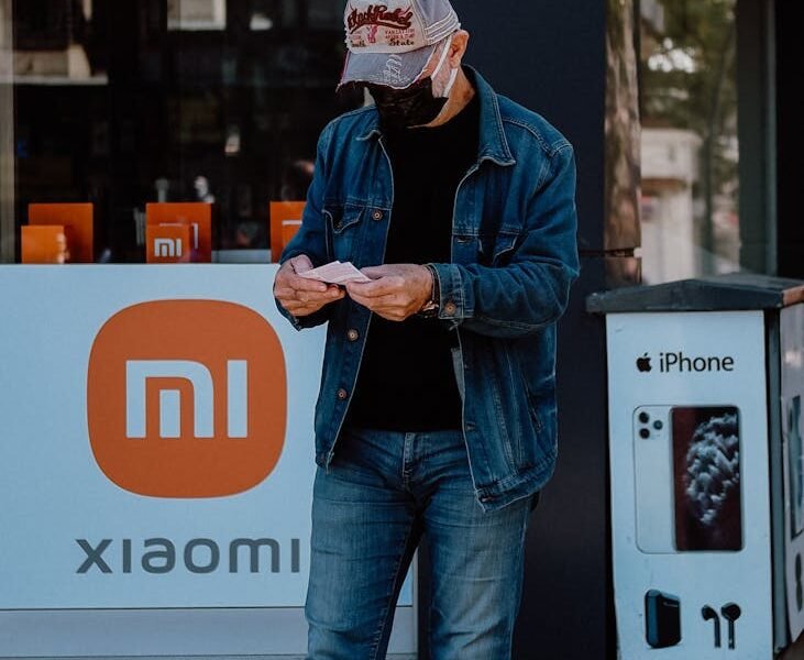 unrecognizable man standing in city street