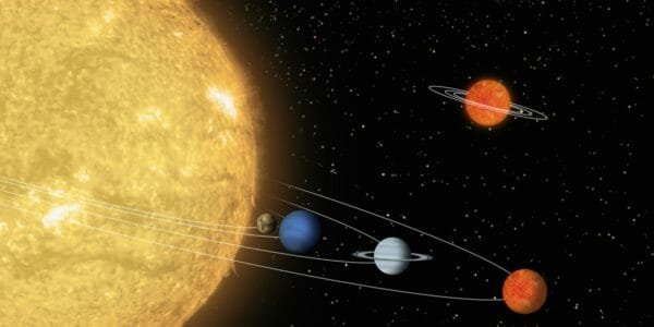 an artist's rendering of the solar system