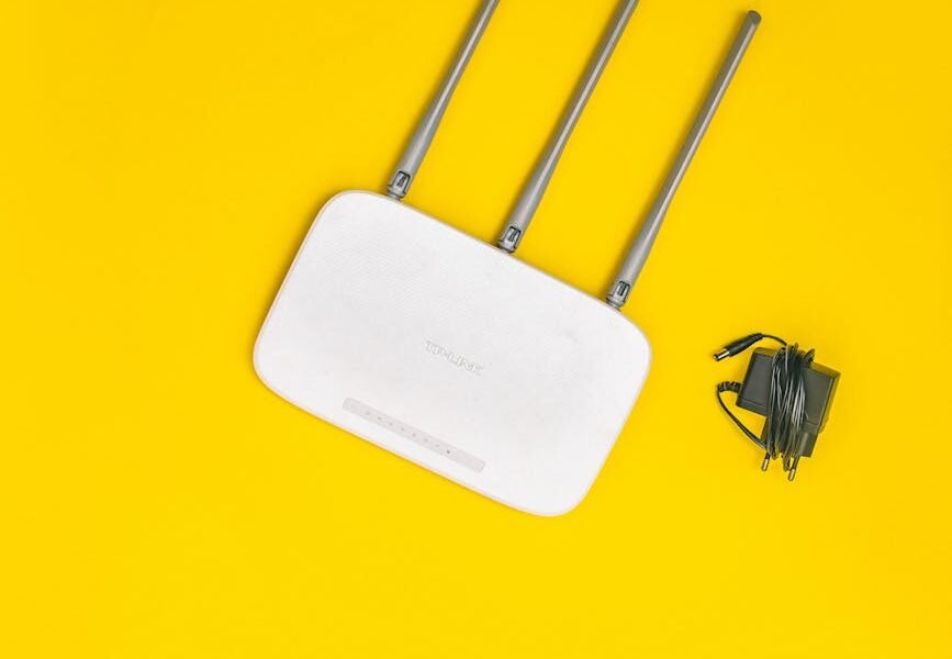 wifi router on yellow background