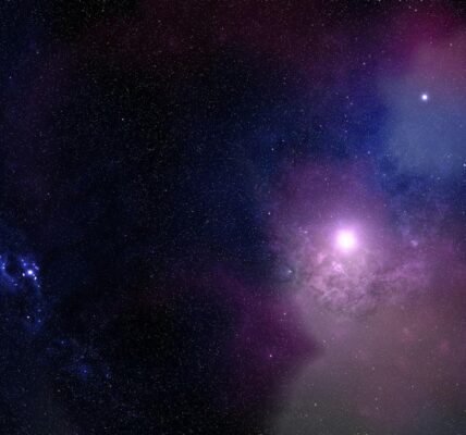 blue and purple sky with stars