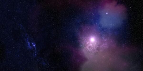 blue and purple sky with stars