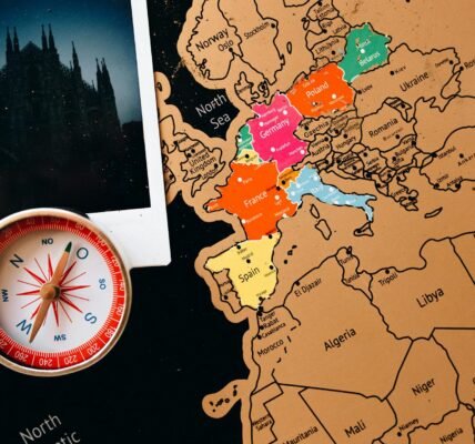 a compass on the map