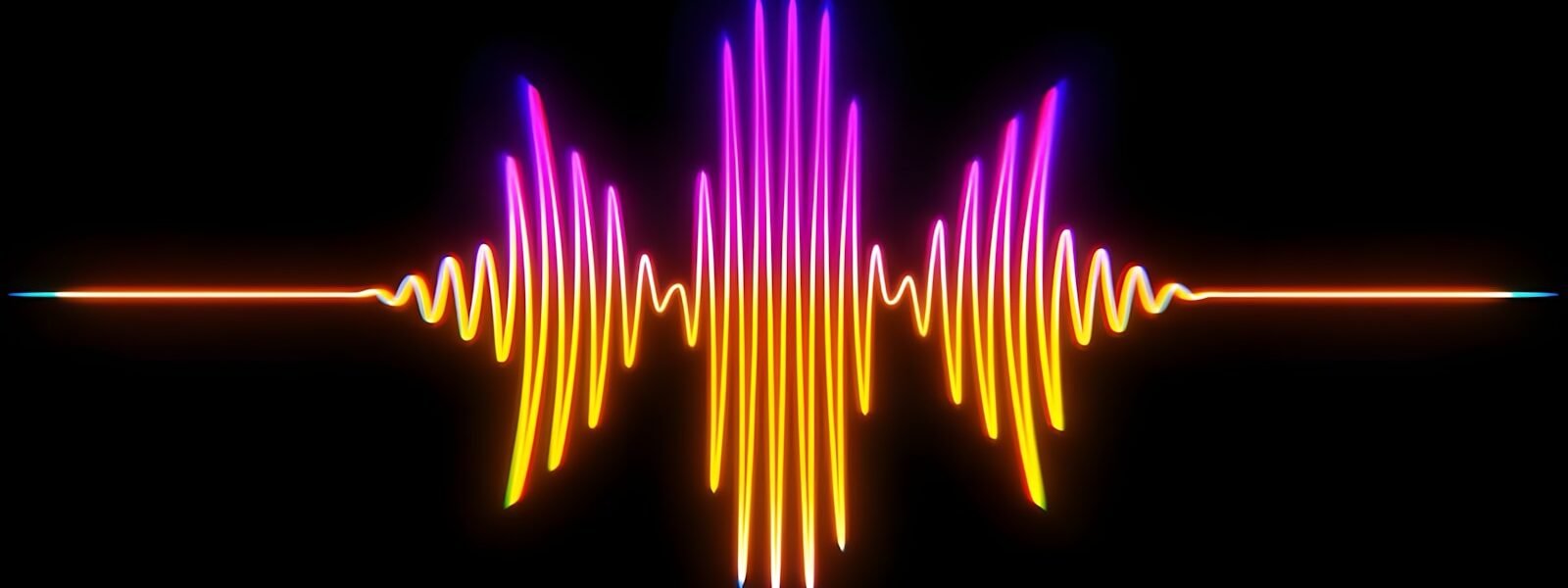 A colorful sound wave on a black background