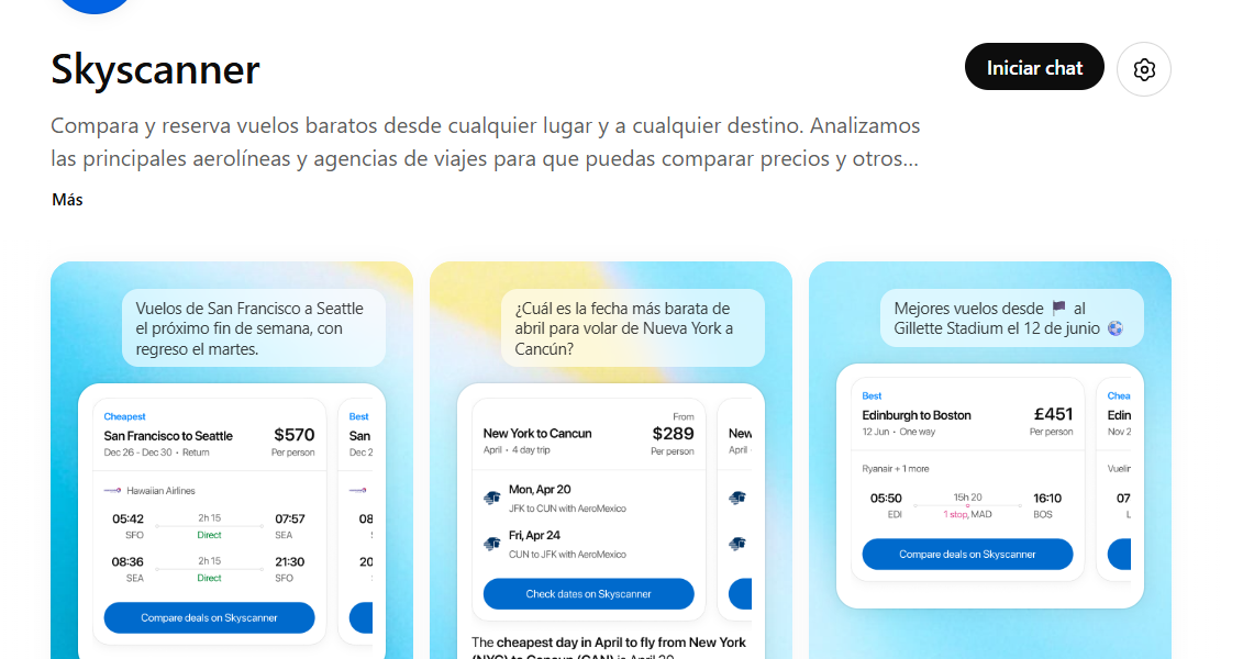 Skyscanner se integra a ChatGPT y ahora puedes buscar vuelos solo hablando
