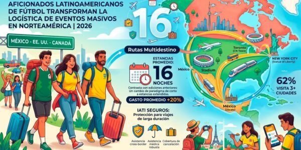 El fan latino ya no viaja solo por fútbol: estancias crecen hasta 16 noches en 2026