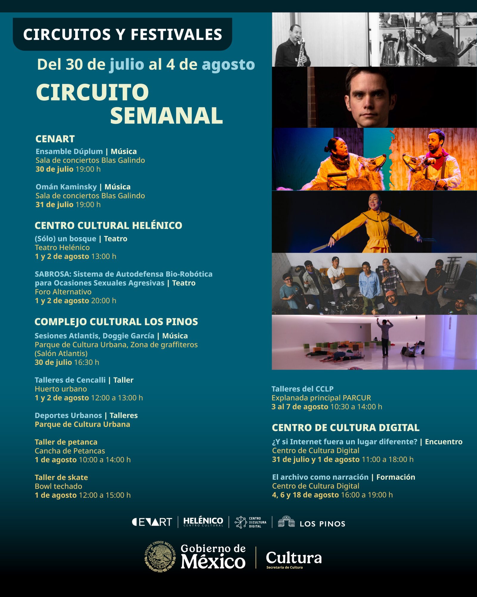 Música, teatro, cultura digital y deportes urbanos integran la oferta de verano en recintos de la Secretaría de Cultura