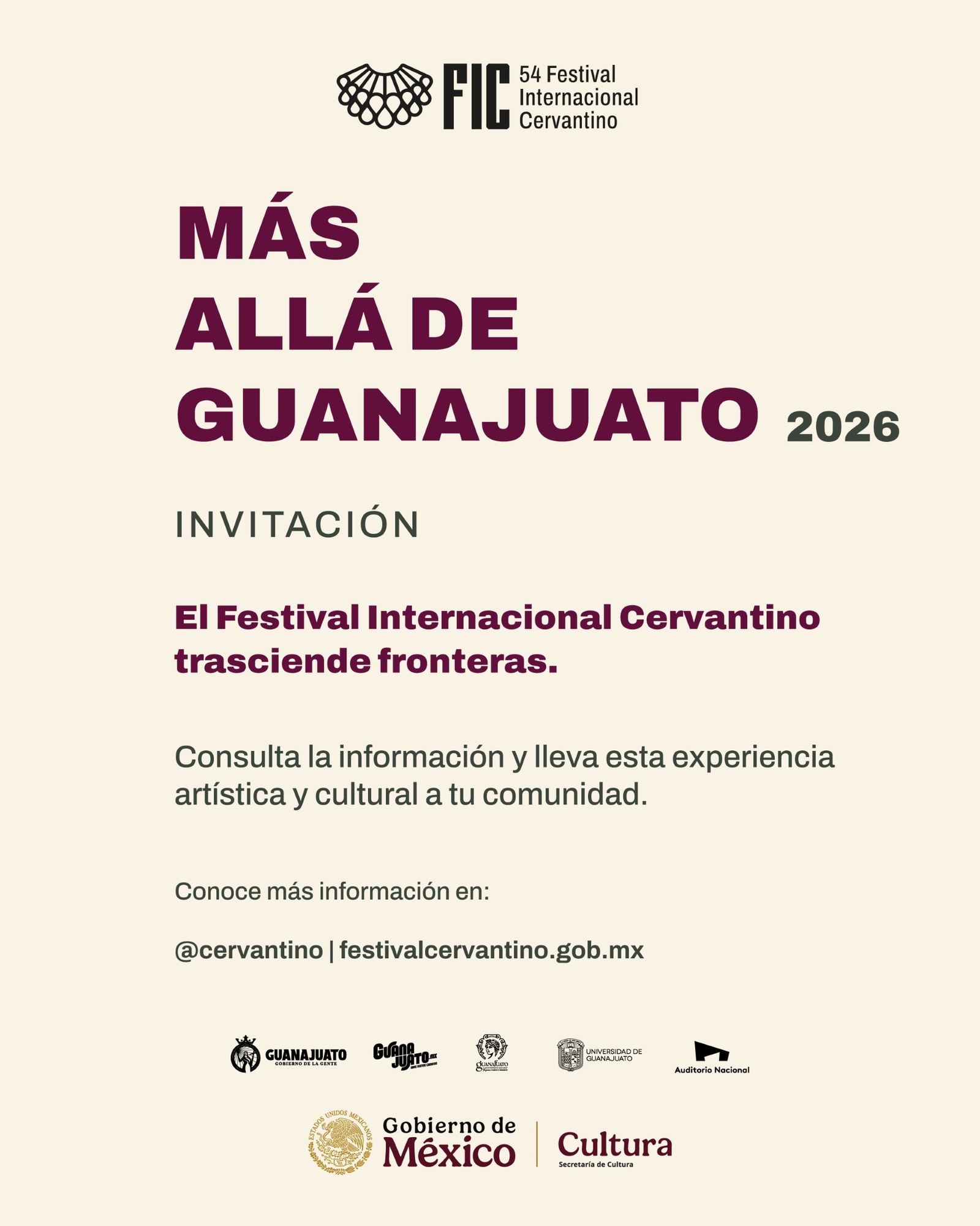 Festival Internacional Cervantino invita a ser parte de Más Allá de Guanajuato (MAG) 2026